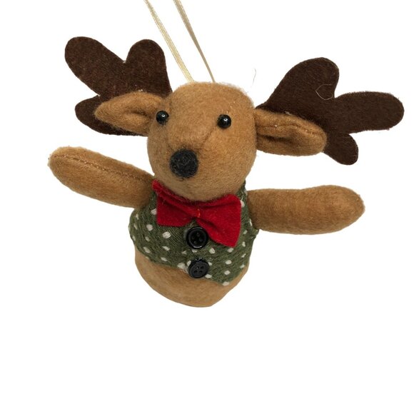 Christmas Ornament Stuffed Animal Plush Bowtie Moose Holiday Tree Wreath Decor - Picture 12 of 13